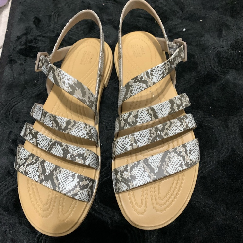 Snake print crocs sandals